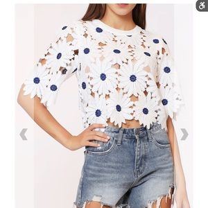 Gracia Floral Eyelet Lace Shirt